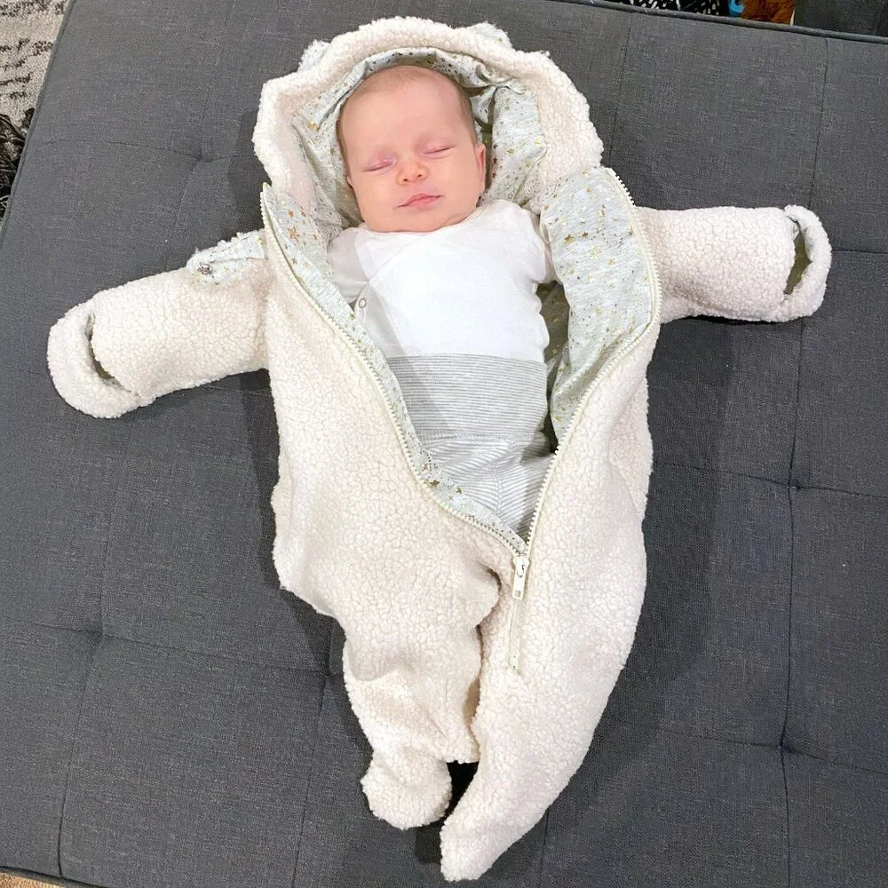Egg New York Ivory Sherpa Fleece Baby Bunting /  Snow Suit